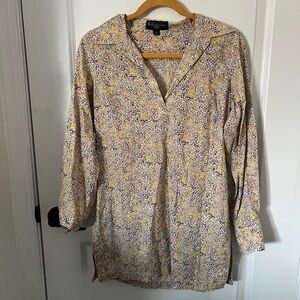 Floral Yellow and Blue Women's Top